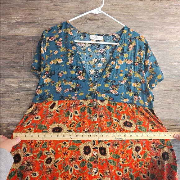 NATURAL LIFE Blue and Orange Floral Maxi Dress - Picture 7 of 11